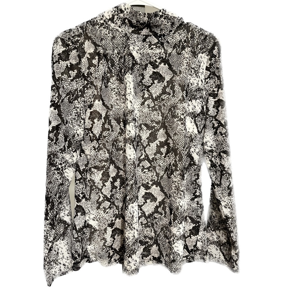 Tahari snakeskin high neck/mock neck long sleeve blouse
